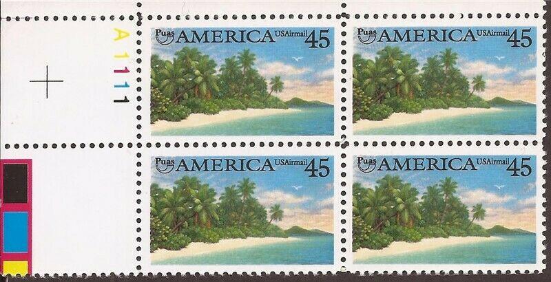 US Stamp - 1990 45c Pre-Columbian America Airmail - 4 Stamp PB #C127