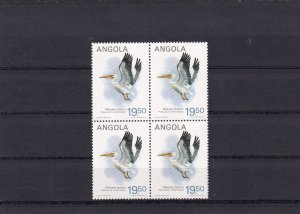 SA24d Angola 1984 Birds - Great white pelican, mint block of 4