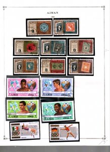 Collection,  Ajman 1964/1965 Mixed Album Pages Catalog $29 Mint & Used