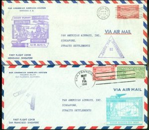 EDW1949SELL : STRAITS SETTLEMENT 5 1941 Air Mail First Flight covers to S'pore