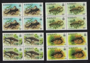 Kiribati Skinks Lizards Fauna 4v Blocks of 4 1987 MNH SC#491-494 SG#274-277