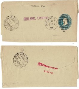 USA #W301 on cover MA to Finland 1898