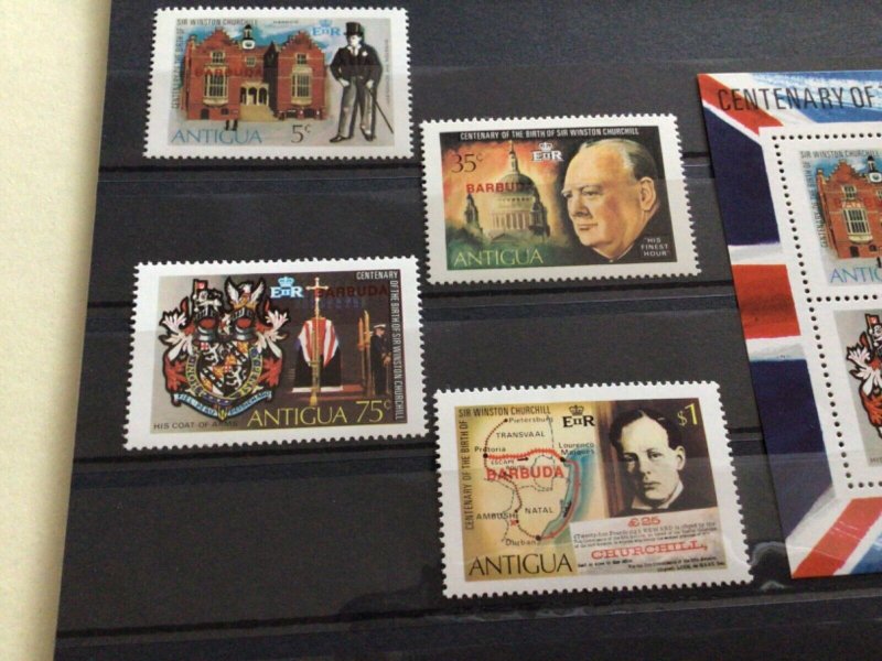 Sir Winston Churchill Antigua Barbuda ovpt mint never hinged stamps A13504