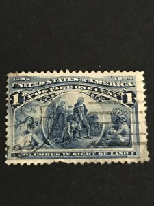 SCOTT # 230 -ONE USED 1893 COLUMBUS IN SIGHT OF LAND STAMP - Some Gum