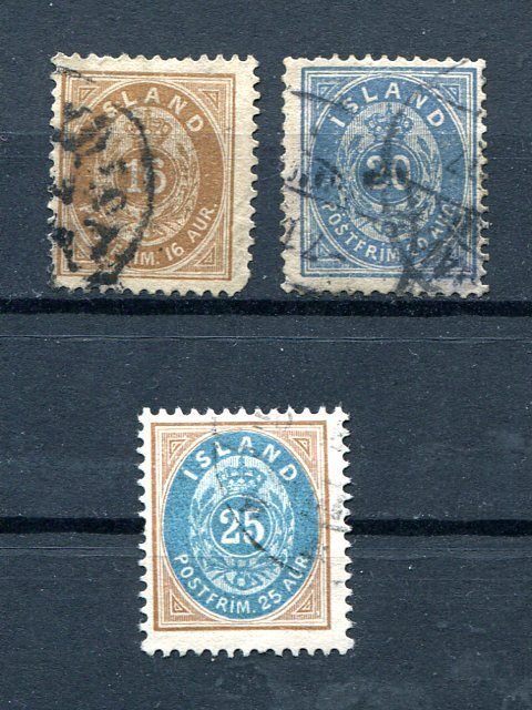 Iceland #27,28,29 Used F-VF Cat $232.00 - Lakeshore Philatelics