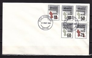 Guyana, Scott cat. 366-370. Map issue SURCHARGED. First day cover. ^