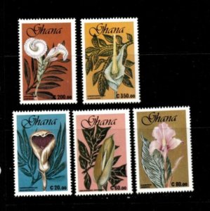 Ghana 1991 - Flowers, Plants - Set of 5 Stamps - Scott #1279-83 - MNH