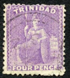 Trinidad and Tobago SG70 4d Bright Violet Wmk Crown CC Perf 12.5 Cat 20 pounds