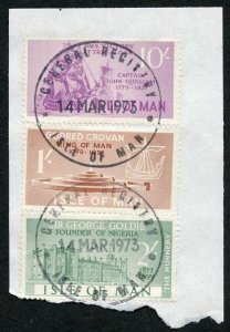 Isle of Man 10/- 2/- and 1/- QEII Pictorial Revenues CDS On Piece