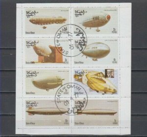 Oman State, 1977 Local issue. Airships sheet of 8. C.T.O. ^