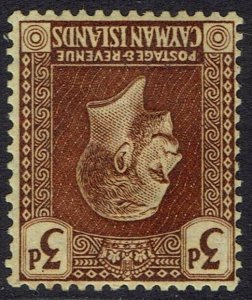 CAYMAN ISLANDS 1921 KGV 3D ERROR WMK MULTI CROWN CA INVERTED