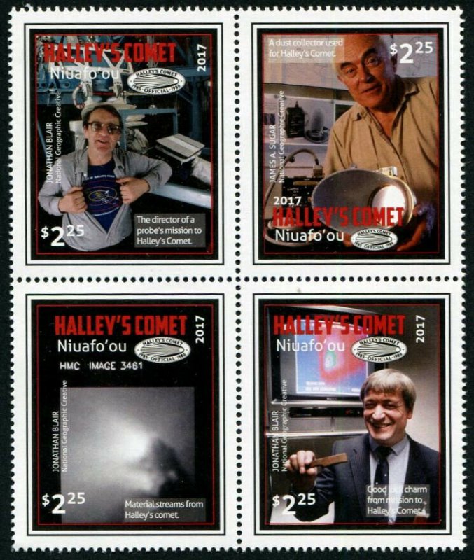 HERRICKSTAMP NEW ISSUES NIUAFO'OU Sc.# 365 Halley's Comet Block of 4