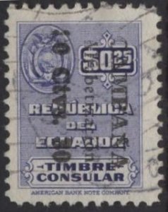 Ecuador consular service stamp (used) 30c on 25c ultra, ovptd (1951)