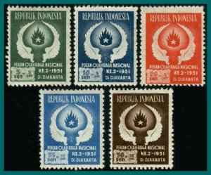 Indonesia 1951 Sports Festival, MLH  #B63-B67,SG655-SG659