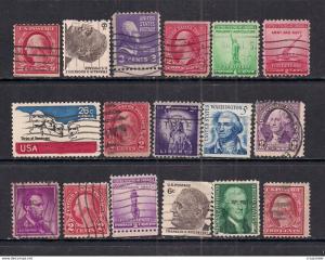 USA Mixed Selection of 17 used stamps ( K39 )