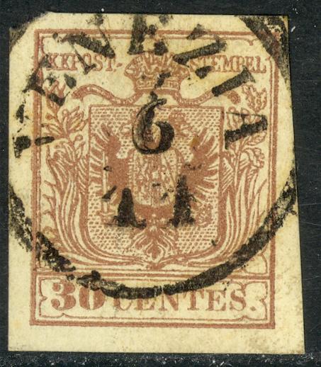 LOMBARDY VENETIA 1855 30c Brown VENEZIA Postmark VFU Austrian Italy