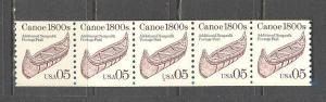 US Sc# 2453 MNH FVF Strip of 5 P# 2 Canoe