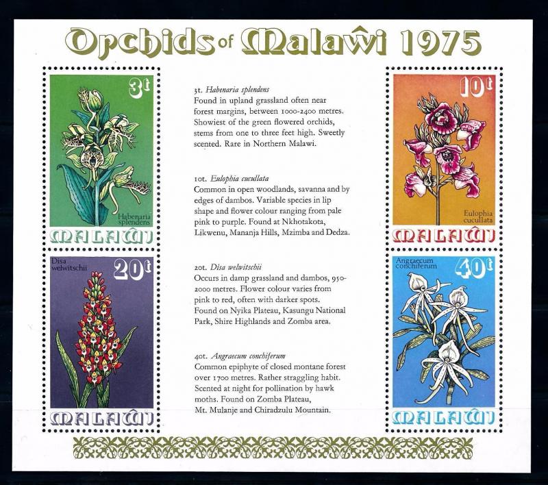 [50768] Malawi 1975 Flowers Orchids MNH Sheet