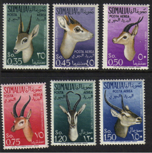 Somalia #C40-5 mint set, Air post, antelopes, issued 1955