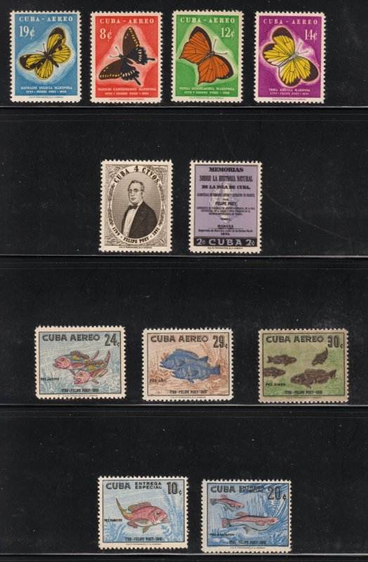 1958 Cuba Stamps Butterflies and Fishes Complete Set MNH