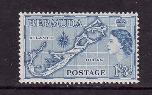 Bermuda-Sc #156-unused hinged-1sh3p blue [Sandy's]-QEII-Maps-1953-8-