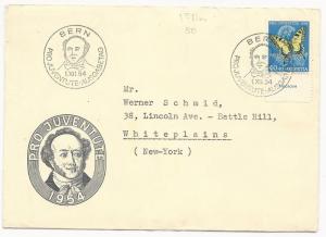 Switzerland Scott #B241 on First Day Cover July 1, 1954 to New York USA