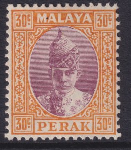 Sc# 93 Malaya Perak 30¢ Sultan Iskandar 1938 - 1941 MMH CV: $5.00