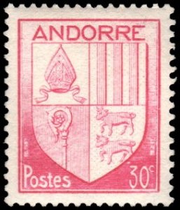 French Andorra 79 - Mint-H - 30c Coat of Arms (1944)