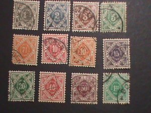 ​GERMANY-WURTTEMBERG 1875-1900 OVER 100 YEARS OLD-12 OFFICIAL USED STAMPS VF