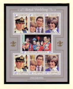 Guernsey Sc 226a 1981 Royal Wedding Diana & Charles stamp sheet mint NH