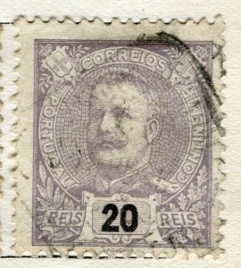 PORTUGAL; 1895-98 early Carlos classic issue used 20r. value