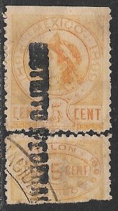 MEXICO REVENUES 1898 5c Rentas Indian & Talon DISTRITO FEDERAL R167 VFU