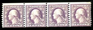 U.S. #456 MINT LINE STRIP OF 4 WITH APS CERT