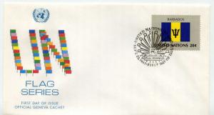 United Nations #400 Flag Series 1983, Barbados, Official Geneva Cachet, FDC