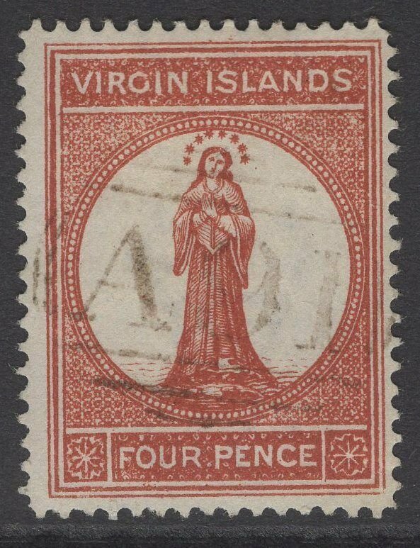 VIRGIN ISLANDS SG36 1887 4d BROWN-RED FINE USED