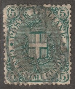 Italy, Stamp, Scott#52,  used, hinged, 5, cent, green