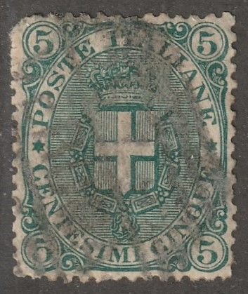 Italy, Stamp, Scott#52,  used, hinged, 5, cent, green