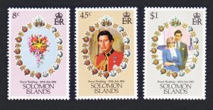 Solomon Is. Royal Wedding 3v 1981 MNH SG#445-447 MI#444-446