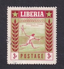 Liberia  #347   cancelled  1955  sports  tennis  3c