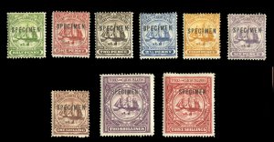 Turks & Caicos Islands #1-9S (SG 101-109s) Cat£250, 1900 1/2p-3sh, set of ni...