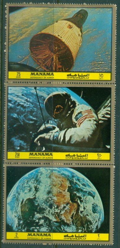 Manama 1972 Mi#1088-1090 First Manned Landing on the Moon MUH