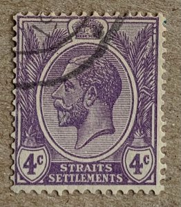 Straits Settlements 1924/5 KGV 4c deep violet, used. Scott 184, CV $0.25. SG 223