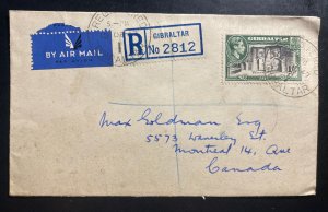 1947 Gibraltar Registered Airmail cover To Montreal Canada