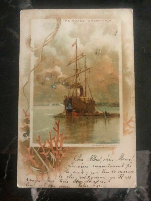 1901 Penmaenmawr England Postcard Cover To Switzerland Roads Greenwich Boat