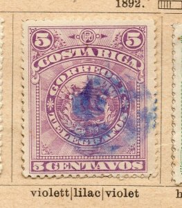 Costa Rica 1892 Early Issue Fine Used 5c. NW-09200