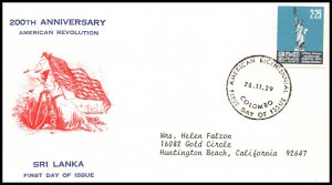 Sri Lanka 513 Typed FDC