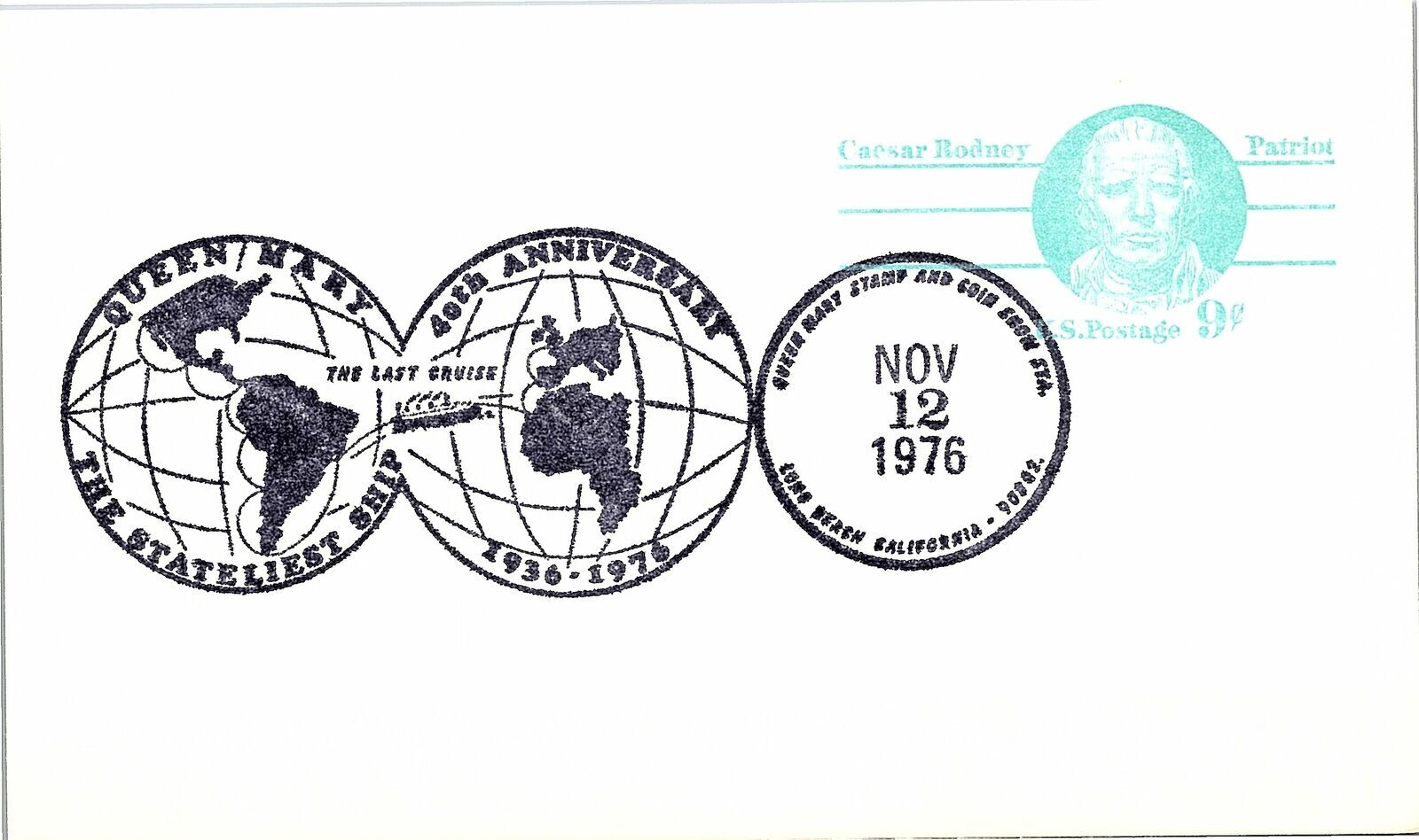 US Special Cancellation Postal Card 1976 Queen Mary Stamp & Coin Show Long  Beach | United States, Stamp