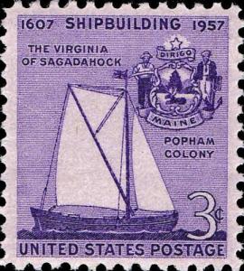 1957 3c Shipbuilding, Virginia of Sagadahock, Seal Maine Scott 1095 Mint F/VF NH