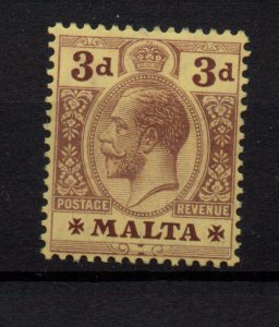 Malta KGV 1914 -21 3d purple yellow SG78 mint LHM WS36566