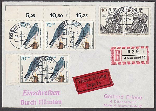 GERMANY 1973 Registered cover - Nice franking - Birds.......................B465